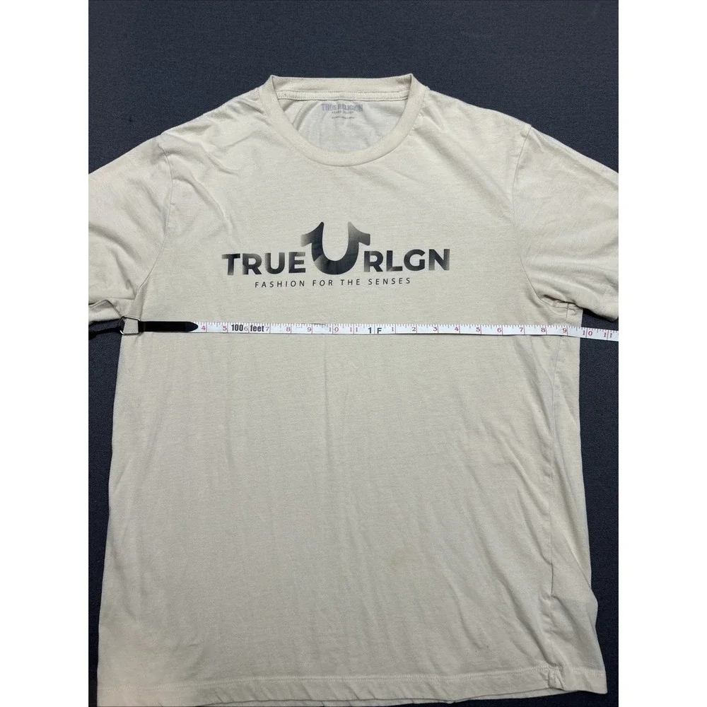 True Religion Mens True RLGN Foil Logo Tee T-Shirt XL Beige 106195